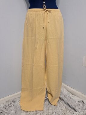 Vintage Butter Yellow Silk Wide Leg Pants Size 12